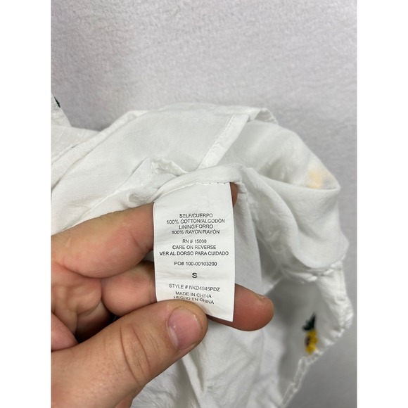 Rewind White Sunflower Embroidered Tiered Ruffle Mini Dress S - Picture 9 of 10